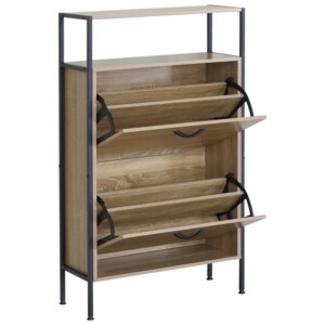 Παπουτσοθήκη ArteLibre ALDERWYN Δρυς/Μαύρο Μοριοσανίδα/Μέταλλο 63x24x105cm - Image 2