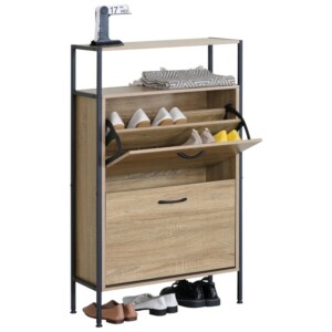 Παπουτσοθήκη ArteLibre ALDERWYN Δρυς/Μαύρο Μοριοσανίδα/Μέταλλο 63x24x105cm - Image 3