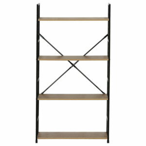 Ραφιέρα ArteLibre DARROW Με 4 Ράφια Δρυς/Μαύρο Μοριοσανίδα/Μέταλλο 58.6x23.5x112cm - Image 2