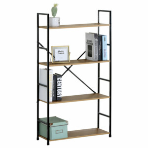 Ραφιέρα ArteLibre DARROW Με 4 Ράφια Δρυς/Μαύρο Μοριοσανίδα/Μέταλλο 58.6x23.5x112cm - Image 3