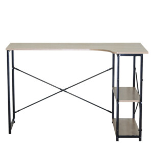 Γραφείο ArteLibre KELSTON Με Ράφια Δρυς/Μαύρο Μοριοσανίδα/Μέταλλο 120x73x75cm - Image 2