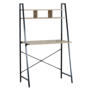 Γραφείο ArteLibre LYNDALE Με Ράφια Δρυς/Μαύρο Μοριοσανίδα/Μέταλλο 84x46x142cm - Image 2