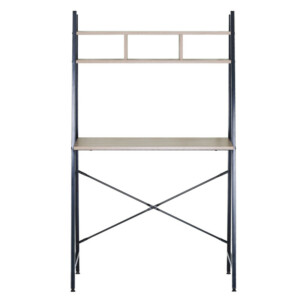 Γραφείο ArteLibre LYNDALE Με Ράφια Δρυς/Μαύρο Μοριοσανίδα/Μέταλλο 84x46x142cm - Image 3