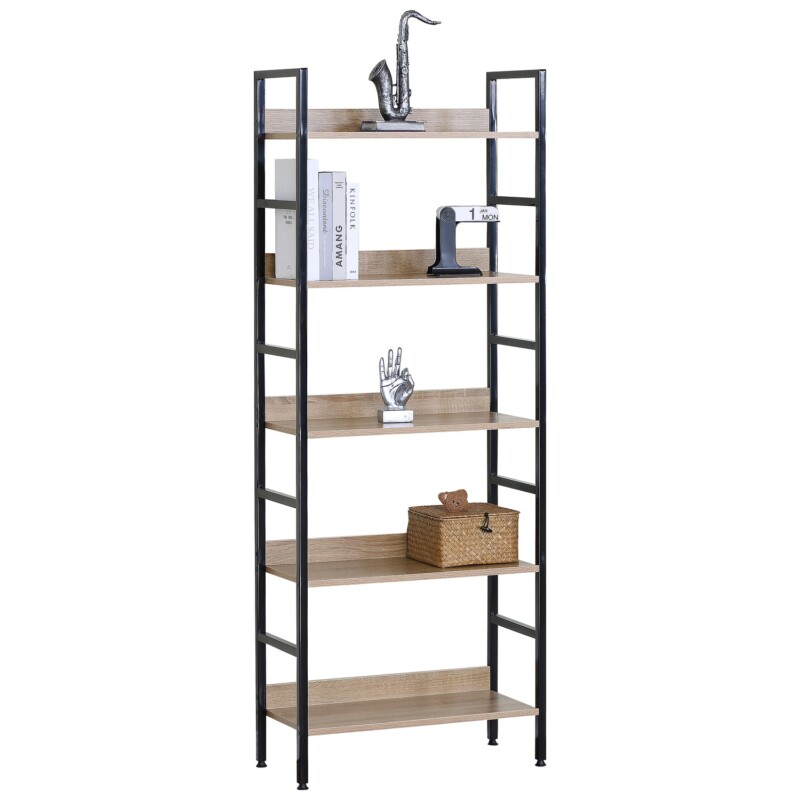 Ραφιέρα ArteLibre MARWOOD Δρυς/Μαύρο Μοριοσανίδα/Μέταλλο 60x27.6x160cm Ραφιέρα ArteLibre MARWOOD Δρυς/Μαύρο Μοριοσανίδα/Μέταλλο 60x27.6x160cm