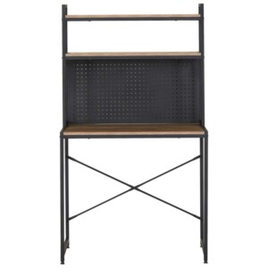 Γραφείο ArteLibre OSWELL Με Ράφια Μαύρο/Δρυς Μέταλλο/Μοριοσανίδα 84x50x148.5cm - Image 3