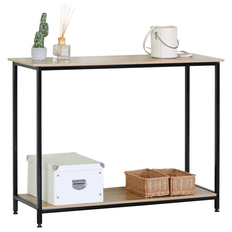 Κονσόλα ArteLibre QUENLEY Δρυς/Μαύρο Μοριοσανίδα/Μέταλλο 106x35x81cm Κονσόλα ArteLibre QUENLEY Δρυς/Μαύρο Μοριοσανίδα/Μέταλλο 106x35x81cm