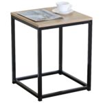 Βοηθητικό Τραπεζάκι ArteLibre QUENLEY Δρυς/Μαύρο Μοριοσανίδα/Μέταλλο 40x40x50.1cm