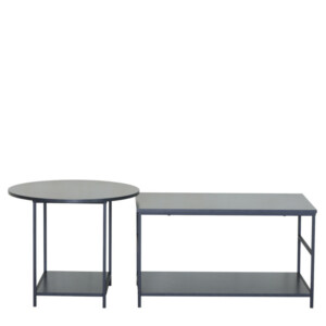 Τραπεζάκι Σαλονιού ArteLibre ROWDEN Μαύρο Μάρμαρο Μοριοσανίδα/Μέταλλο 60x60x50/80x47x45cm Σετ 2Τμχ - Image 2