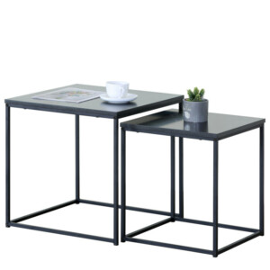 Τραπεζάκι Σαλονιού ArteLibre SOMERTON Μαύρο Μάρμαρο Μοριοσανίδα/Μέταλλο 40x40x50/35x35x45cm Σετ 2Τμχ - Image 3