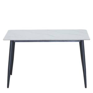 Τραπέζι Τραπεζαρίας ArteLibre VENSHIRE Λευκό Μάρμαρο/Μαύρο Κεραμικό/Μέταλλο 121x72x73cm - Image 2