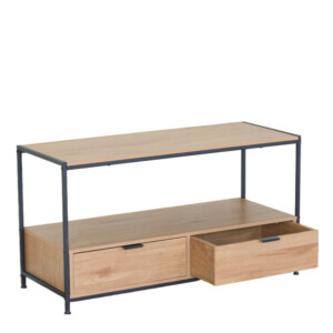 Τραπεζάκι Σαλονιού ArteLibre WEXLEY Δρυς/Μαύρο Μοριοσανίδα/Μέταλλο 100x40x50cm - Image 2