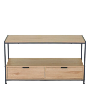 Τραπεζάκι Σαλονιού ArteLibre WEXLEY Δρυς/Μαύρο Μοριοσανίδα/Μέταλλο 100x40x50cm - Image 3