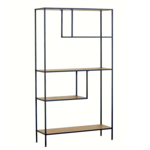 Βιβλιοθήκη ArteLibre YARWOOD Δρυς/Μαύρο Μοριοσανίδα/Μέταλλο 100x33x178cm - Image 2