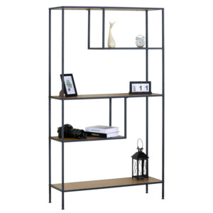 Βιβλιοθήκη ArteLibre YARWOOD Δρυς/Μαύρο Μοριοσανίδα/Μέταλλο 100x33x178cm