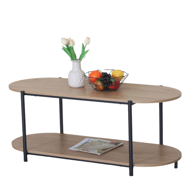 Τραπεζάκι Σαλονιού ArteLibre ARDENMOOR Δρυς/Μαύρο Μοριοσανίδα/Μέταλλο 115x50x45cm