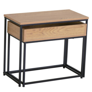 Τραπεζάκι Σαλονιού ArteLibre BELLINGTON Δρυς/Μαύρο Μοριοσανίδα/Μέταλλο 60x30x50/55x30x45cm Σετ 2Τμχ - Image 2