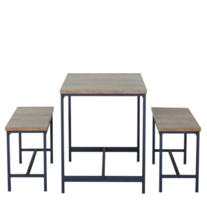 Σετ Τραπεζαρία (2+1) ArteLibre DRAYCOTT Καφέ/Μαύρο Μοριοσανίδα/Μέταλλο 110x60x75cm - Image 2