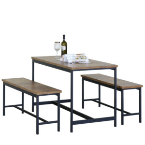 Σετ Τραπεζαρία (2+1) ArteLibre DRAYCOTT Καφέ/Μαύρο Μοριοσανίδα/Μέταλλο 110x60x75cm - Image 3