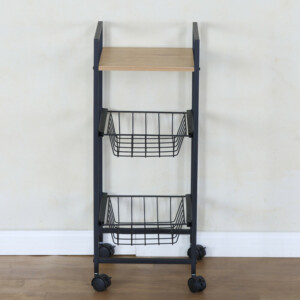 Ραφιέρα Κουζίνας ArteLibre ELMSTEAD Δρυς/Μαύρο Μοριοσανίδα/Μέταλλο 29x30x70cm - Image 3