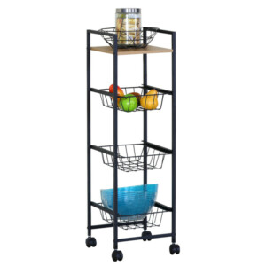 Ραφιέρα Κουζίνας ArteLibre ELMSTEAD Δρυς/Μαύρο Μοριοσανίδα/Μέταλλο 29x30x95cm