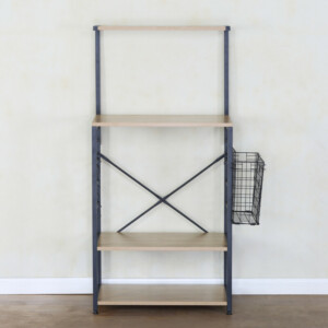 Ραφιέρα Κουζίνας ArteLibre GRANTHAM Δρυς/Μαύρο Μοριοσανίδα/Μέταλλο 60x40x123cm - Image 3