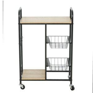 Ραφιέρα Κουζίνας ArteLibre HARTWELL Δρυς/Μαύρο Μοριοσανίδα/Μέταλλο 57x30x85cm - Image 2