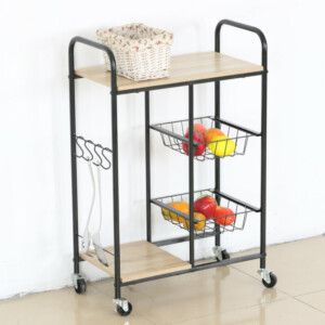 Ραφιέρα Κουζίνας ArteLibre HARTWELL Δρυς/Μαύρο Μοριοσανίδα/Μέταλλο 57x30x85cm - Image 3