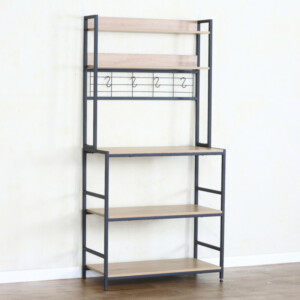 Ραφιέρα Κουζίνας ArteLibre INVERMERE Δρυς/Μαύρο Μοριοσανίδα/Μέταλλο 80x40x170cm - Image 2