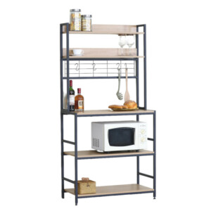 Ραφιέρα Κουζίνας ArteLibre INVERMERE Δρυς/Μαύρο Μοριοσανίδα/Μέταλλο 80x40x170cm