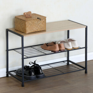 Παπουτσοθήκη ArteLibre JESMOND Δρυς/Μαύρο Μοριοσανίδα/Μέταλλο 63x30x43cm