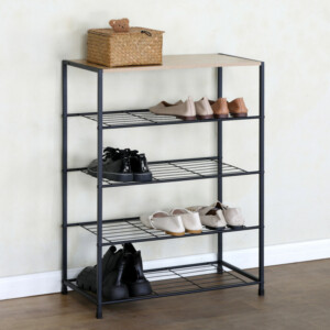 Παπουτσοθήκη ArteLibre KINGSWELL Δρυς/Μαύρο Μοριοσανίδα/Μέταλλο 63x30x83cm