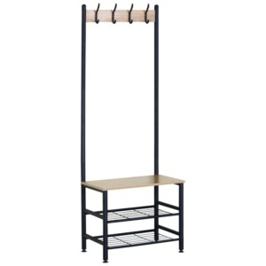 Έπιπλο Εισόδου ArteLibre LANGWOOD Δρυς/Μαύρο Μοριοσανίδα/Μέταλλο 60x40x175cm - Image 2