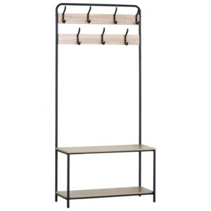 Έπιπλο Εισόδου ArteLibre NORFIELD Δρυς/Μαύρο Μοριοσανίδα/Μέταλλο 80x30x170cm - Image 2