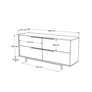 Μπουφές ArteLibre CARTMEL Φυσικό Μοριοσανίδα/Μέταλλο 44.5x160x74.3cm - Image 6