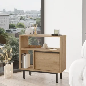 Βοηθητικό Τραπεζάκι ArteLibre SHALDON Φυσικό Μοριοσανίδα/Μέταλλο 60x25.5x60cm - Image 2