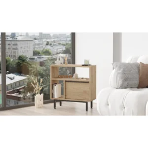 Βοηθητικό Τραπεζάκι ArteLibre SHALDON Φυσικό Μοριοσανίδα/Μέταλλο 60x25.5x60cm - Image 4