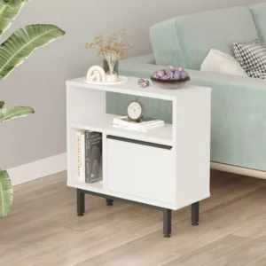 Βοηθητικό Τραπεζάκι ArteLibre SHALDON Λευκό Μοριοσανίδα/Μέταλλο 60x25.5x60cm - Image 2