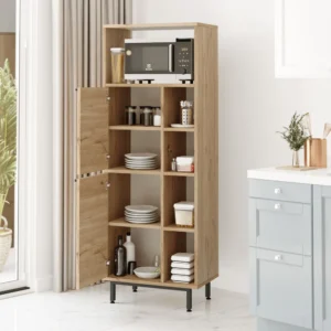 Ντουλάπι Τροφίμων ArteLibre LIZARD Φυσικό Μοριοσανίδα/Μέταλλο 60x35.5x161.6cm - Image 3