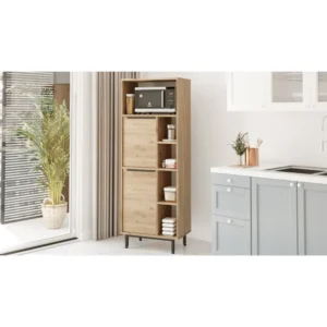 Ντουλάπι Τροφίμων ArteLibre LIZARD Φυσικό Μοριοσανίδα/Μέταλλο 60x35.5x161.6cm - Image 4