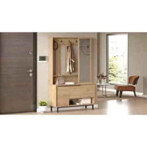 Έπιπλο Εισόδου ArteLibre LAXFIELD Φυσικό Μοριοσανίδα/Μέταλλο 112.2x35.5x178.2cm - Image 4