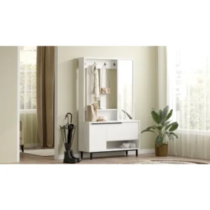 Έπιπλο Εισόδου ArteLibre LAXFIELD Λευκό Μοριοσανίδα/Μέταλλο 35.5x112.2x178.2cm - Image 4