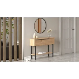 Κονσόλα ArteLibre NORFOLK Φυσικό/Μαύρο Μοριοσανίδα/Μέταλλο/Γυαλί 29.5x100x76cm - Image 4