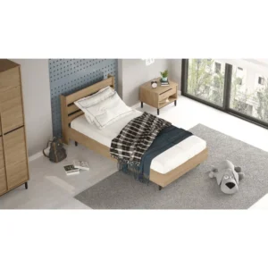 Κρεβάτι ArteLibre SUFFOLK Φυσικό Μοριοσανίδα/Μέταλλο 108.5x205.6x86cm - Image 3