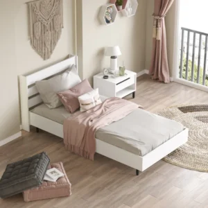 Κρεβάτι ArteLibre SUFFOLK Λευκό Μοριοσανίδα/Μέταλλο 108.5x205.6x86cm - Image 2