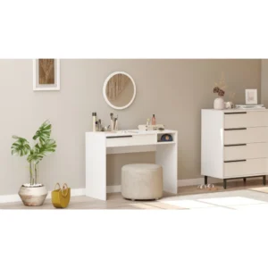 Τουαλέτα ArteLibre DEVON Λευκό Μοριοσανίδα/Μέταλλο/Γυαλί 100x44.5x75cm - Image 4