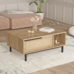 Τραπεζάκι Σαλονιού ArteLibre CORNWALL Φυσικό Μοριοσανίδα/Μέταλλο 90x60x37.6cm