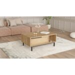 Τραπεζάκι Σαλονιού ArteLibre CORNWALL Φυσικό Μοριοσανίδα/Μέταλλο 90x60x37.6cm - Image 4