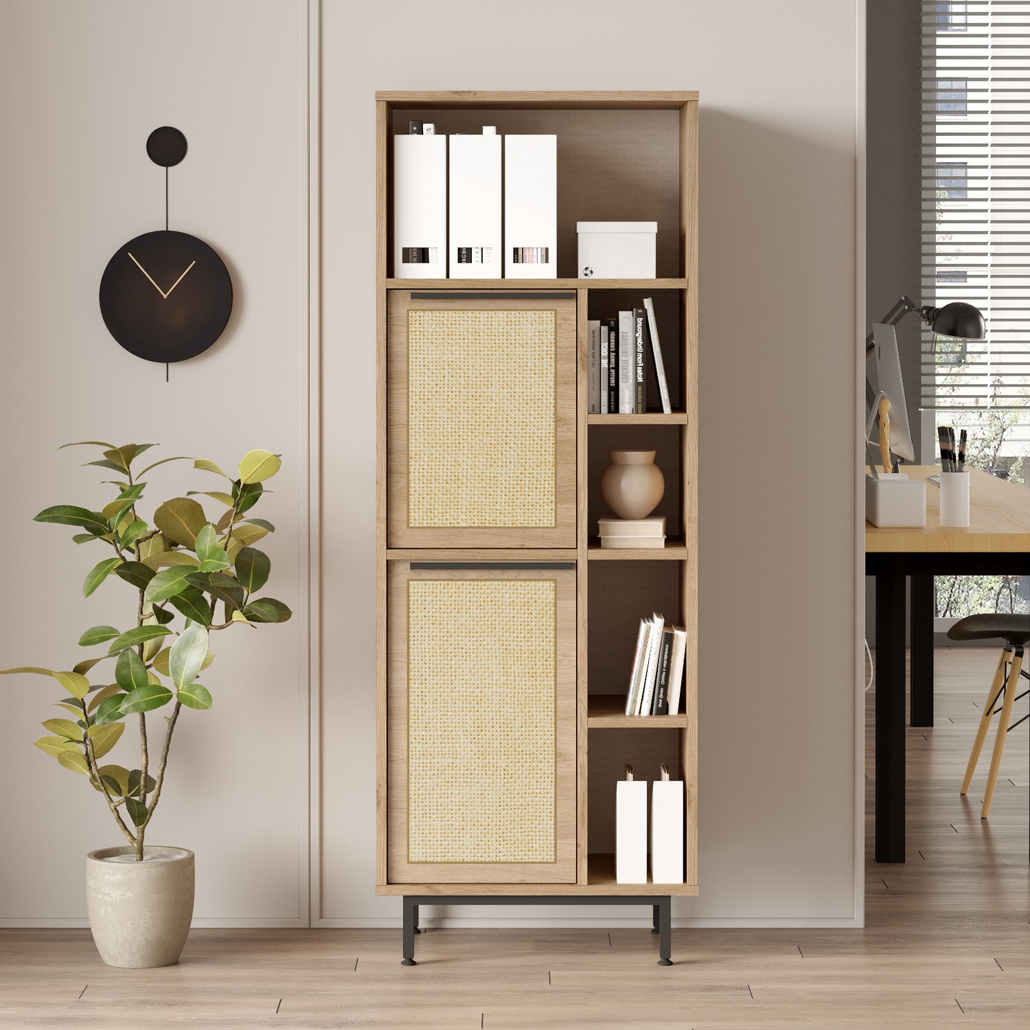 Βιβλιοθήκη ArteLibre CORNWALL Φυσικό Μοριοσανίδα/Μέταλλο 35.5x60x161.6cm Βιβλιοθήκη ArteLibre CORNWALL Φυσικό Μοριοσανίδα/Μέταλλο 35.5x60x161.6cm