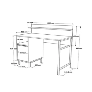 Γραφείο ArteLibre WING Φυσικό Μοριοσανίδα/Μέταλλο 60x120x99.8cm - Image 6