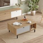 Τραπεζάκι Σαλονιού ArteLibre SUSSEX Φυσικό/Λευκό Μοριοσανίδα/Μέταλλο 90x60x37.6cm - Image 2